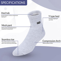 Fitness Mantra® 5 Pairs Cotton Crew Socks | Free Size| Padded Cushion| Breathable| Daily Use| Mid Length Socks|