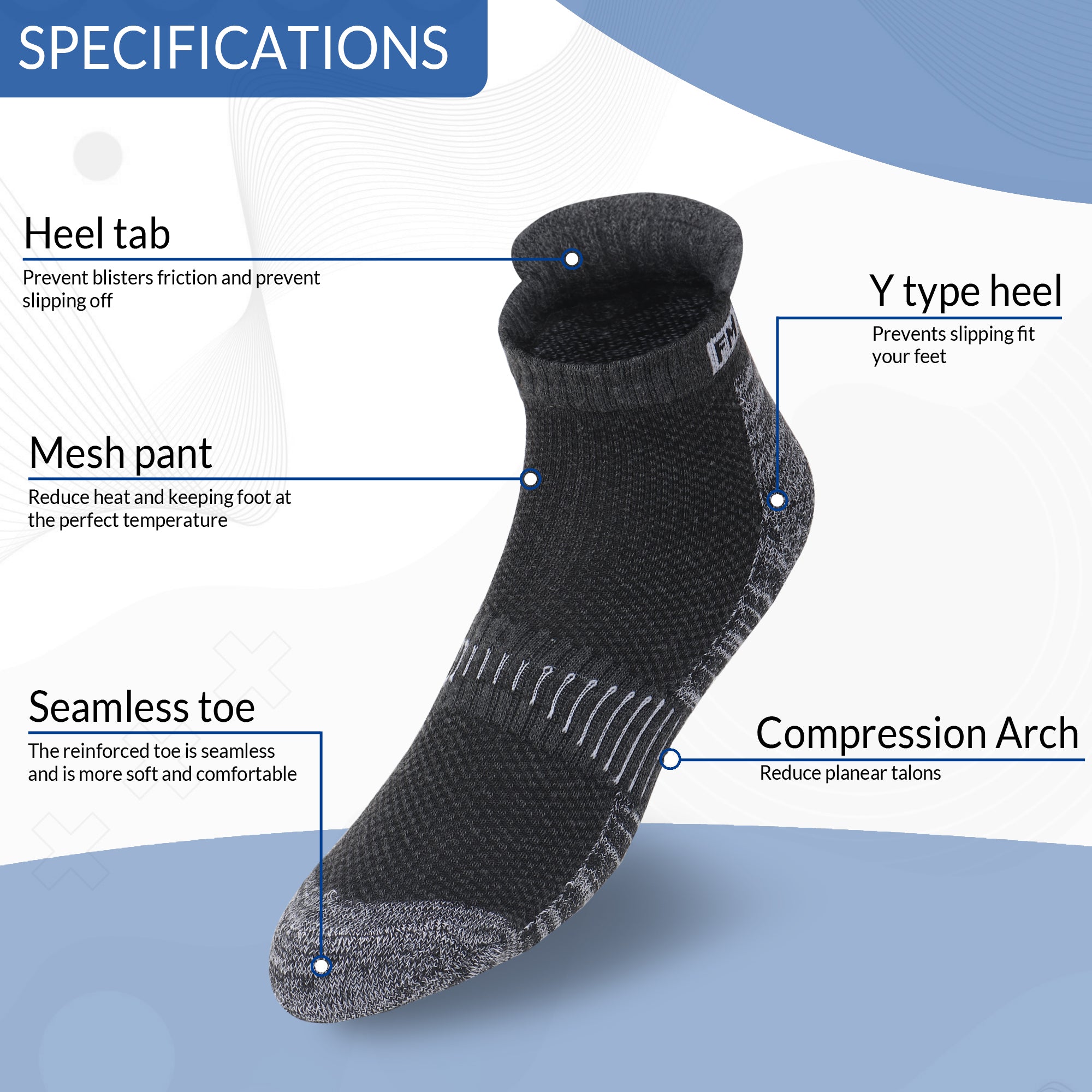 Fitness Mantra® Ankle athletic Special Design Sneaker Length Socks | Free Size| Padded Cushion| Breathable| Daily Use|3 Pairs|