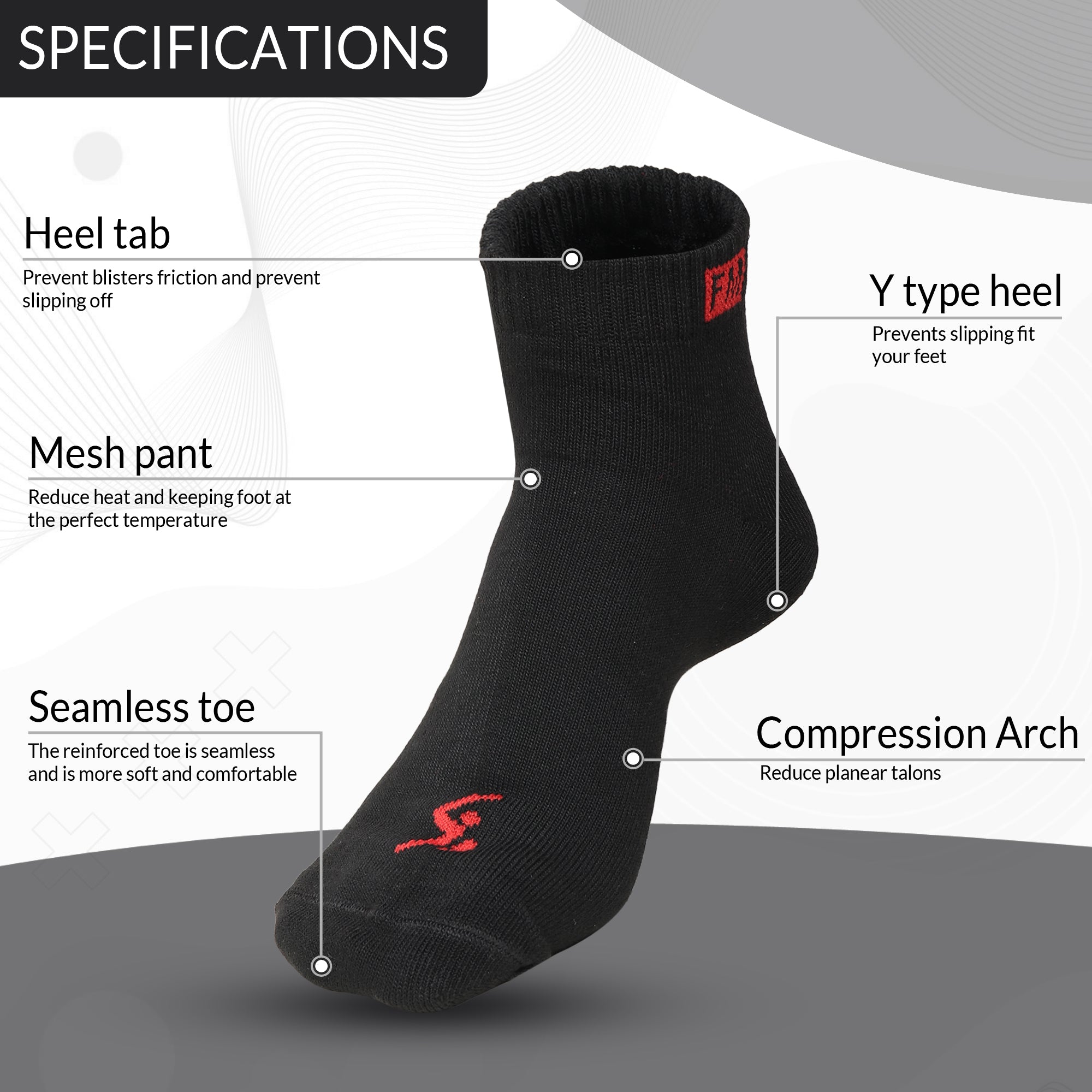 Fitness Mantra® 3 Pairs Sports Ankle Cotton Socks | Free Size| Breathable| Daily Use| Multicolor|