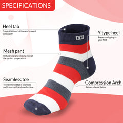 Fitness Mantra® Athletic Special Design Sneaker Length Socks |Free Size |Pack of 3 Pairs |Strip Sports Socks|