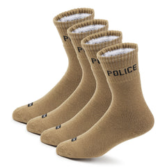 Fitness Mantra® 4 Pairs Full Length Socks | Free Size| Padded Cushion| Breathable| Color-Khaki| Police|