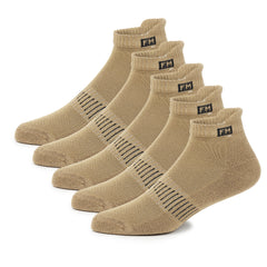 Fitness Mantra® 5 Pairs Athletic Special Design Ankle Socks | Free Size | Pack of 5 Pairs|Color Khaki|