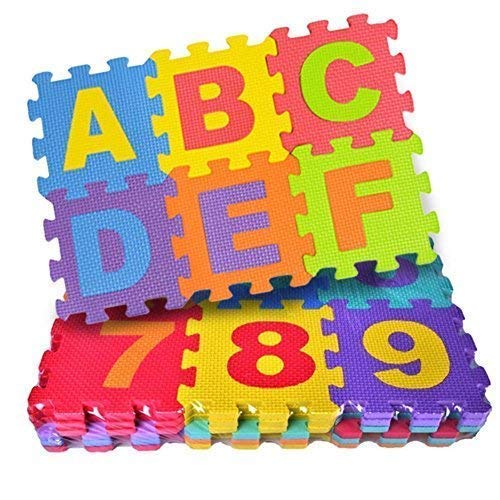 Fitness Mantra® Alphabet and Number Mini Puzzle Mat for Kids Learning & Fun Purpose[Suitable for Above 2 Years Children][36 Pcs.][Play is The Highest Form of Learning]