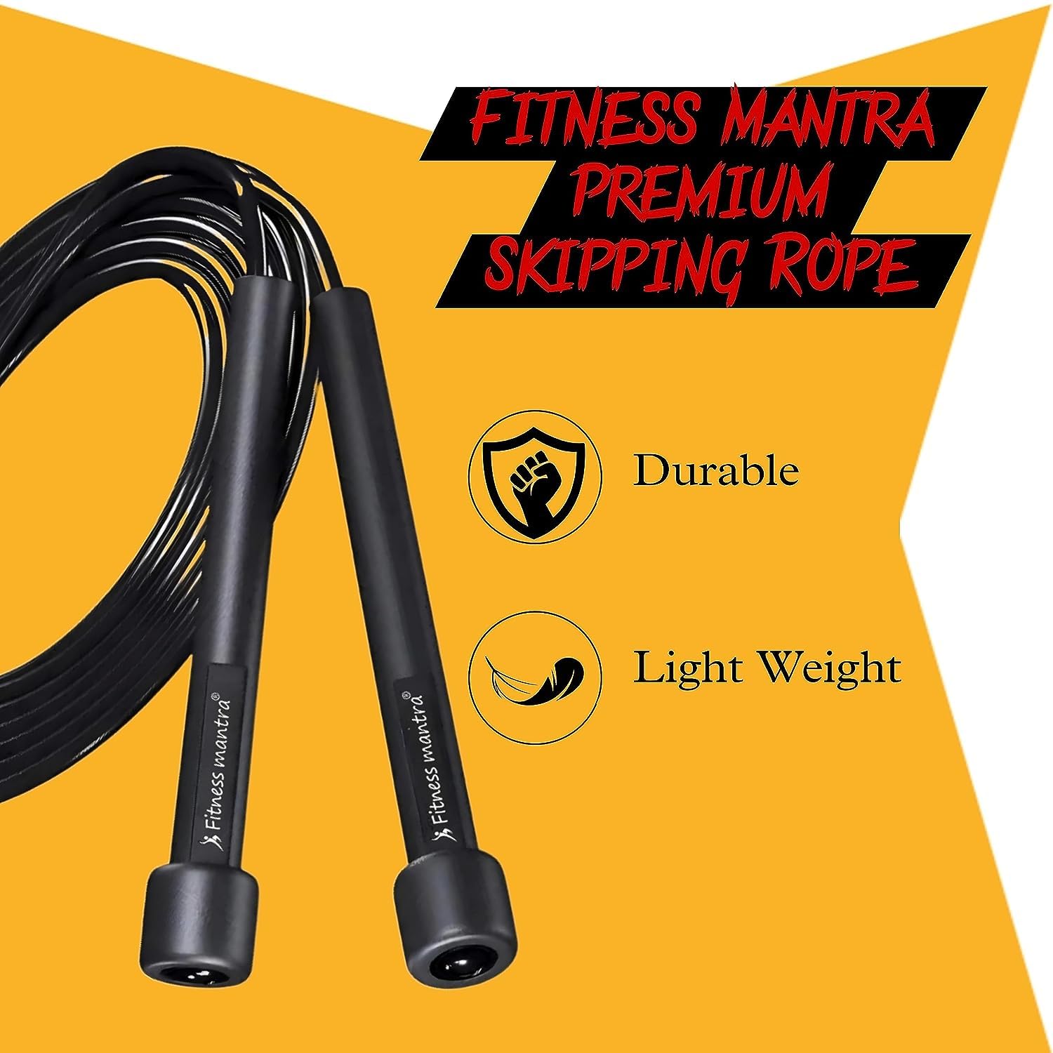 Fitness Mantra® Adjustable Length Skipping Rope/Jumping Rope for Men and Women| Qty- 1 Pcs.|