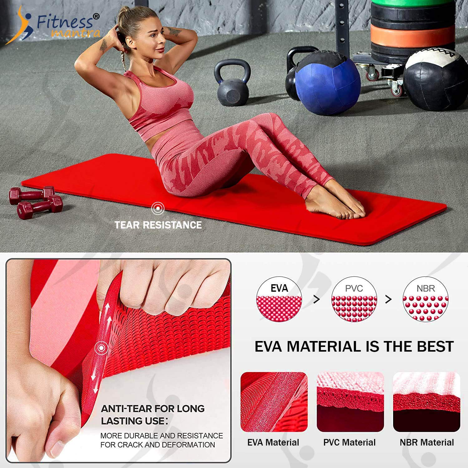 Fitness Mantra® 6mm Yoga Mat for Gym Workout and Yoga Exercise, Anti-Slip Yoga Mat for Men & Women Fitness |Qnty.-1 Pcs.|