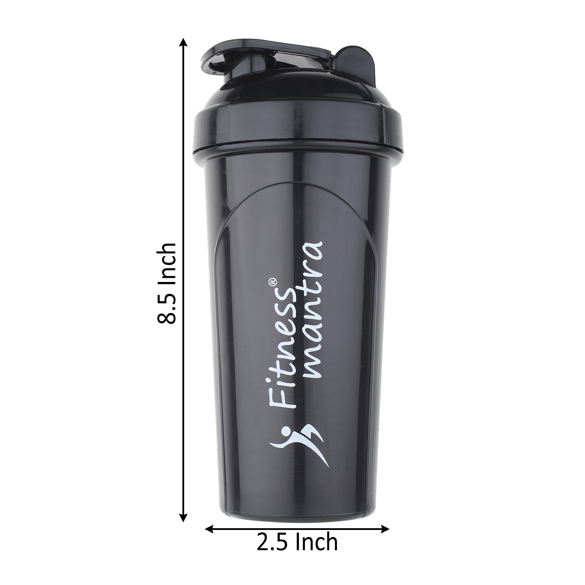 Fitness Mantra® 700ml Classic Shaker Bottle for Men & Women [Capacity 700 ml, Black Color]