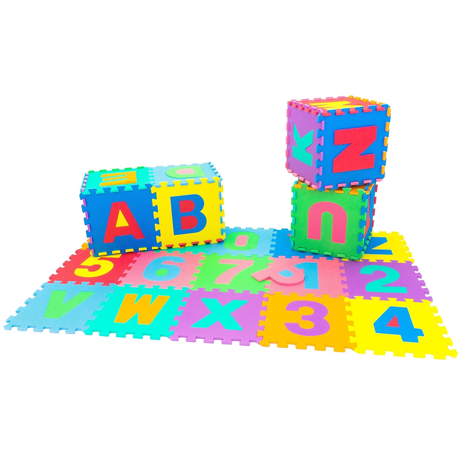 Fitness Mantra® Alphabet and Number Mini Puzzle Mat for Kids Learning & Fun Purpose[Suitable for Above 2 Years Children][36 Pcs.][Play is The Highest Form of Learning]